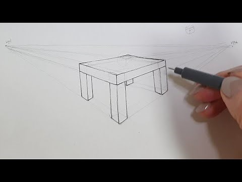 기초드로잉 14] 2점 투시로 책상 그리기 / 투시도법 /펜드로잉