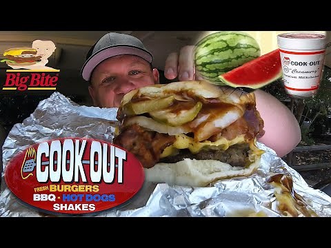 COOK OUT ⭐BBQ Big Double Burger & Watermelon Shake⭐ Food Review!!!