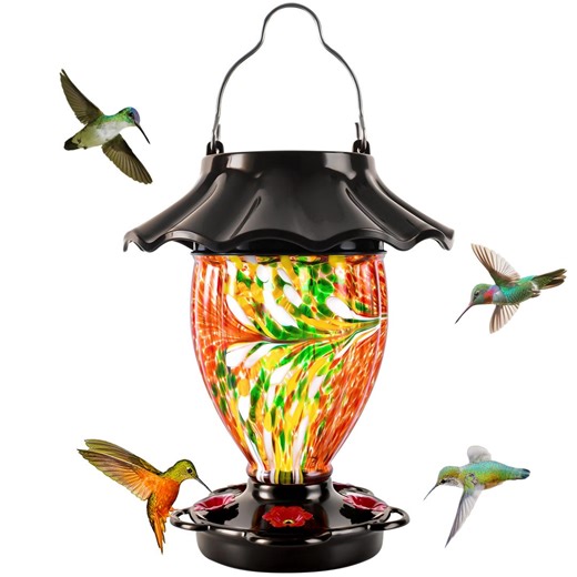 Solar-powered Hummingbird Feeder, 32 Fl Oz, Red Trophy Design - Etsy