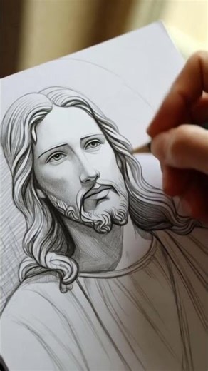 Realistic Jesus Face Drawing ✝️🕊️ | Emotional Pencil Sketch | Viral Art Short