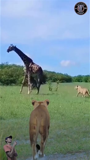 Menegangkan!! induk jerapa melindungi anaknya, dari gangguan singa afrika #animals #shorts