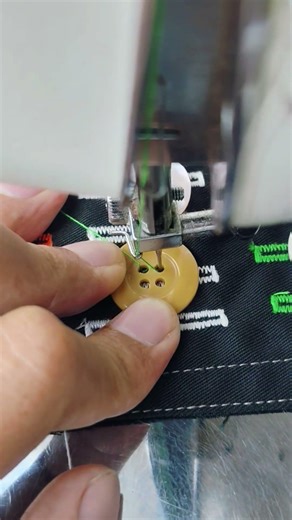 demonstration of sewing buttons using a Janome sewing machine #sewingtechnique