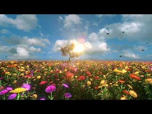 【フリー素材】蝶 花 ツリー 自然 春 ファンタジー デジタル アート 風