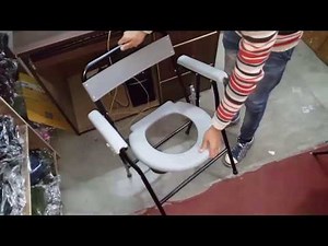Foldable Commode Chair with Back Support and Arm Rest