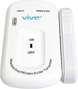 Amazon.com: Vive Door and Window Alarm - Wireless Sensor Operated Kit for Elderly Dementia Patient Safety - Automatic Motion Health Alert System - Adhesive Strip and Battery Included - For Health Care, Caretakers : Health & Household