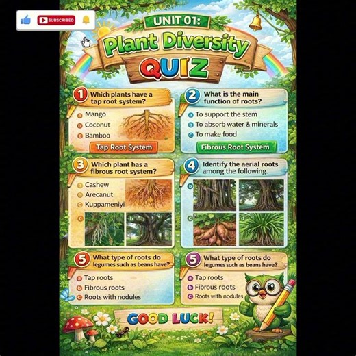 Grade 07 – Science Quiz | Unit 01: Plant Diversity – Root System