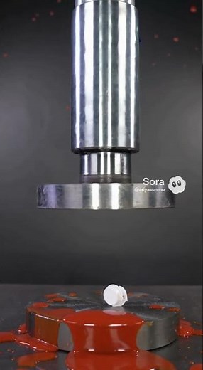 Ketchup Bottle Explosion under Hydraulic Press | #oddlysatisfying #satisfy_ai #pressure #slowmotion