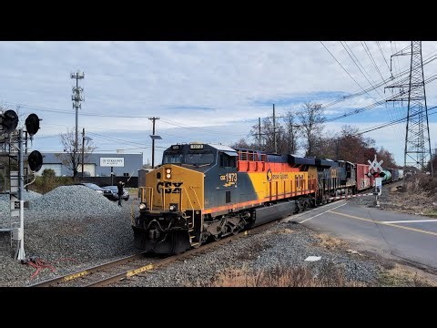 NS and CSX Detour Freights over the Conrail Port Reading Secondary in Bound Brook NJ ft CSX 1973