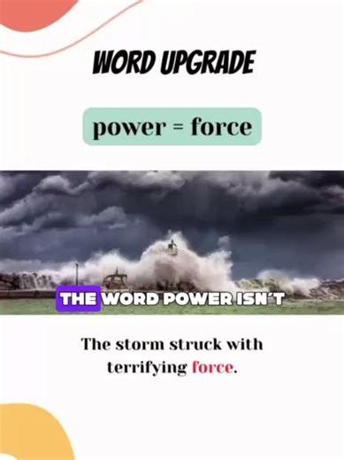Power isn’t just power. Upgrade your vocabulary with force, capacity, and strength — and say exactly what you mean. #English #englishlesson #learnenglish #learnenglishdaily #englishvocabularylearning #englishvocabulary #betterenglis #englishtiktok #fyp #englishtipsdaily #tiktok #viral #englishwords #wordupgrade #synonyms