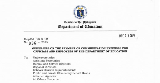 DepEd Order 036, s. 2025 - Guidelines on the Payment of Communication Expenses for Officials and Employees of the Department of Education