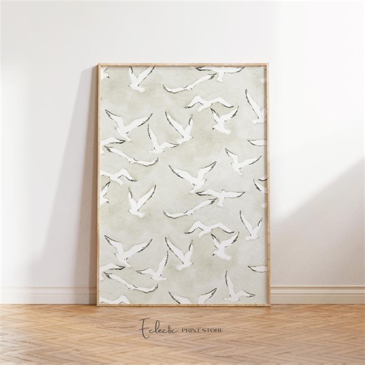 Neutral Seagull Pattern Wall Art Scandinavian Coastal Bird Print Minimal Beach House Decor Soft Nautical Wall Art Instant Digital Download - Etsy