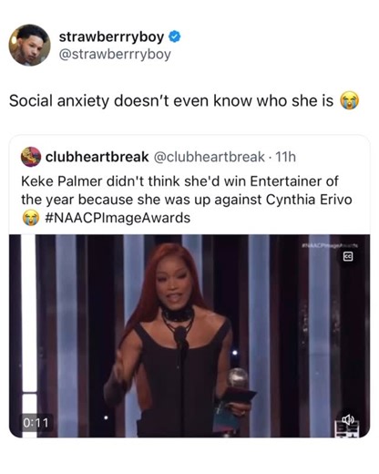 Black Culture on Instagram: "Social Anxiety never heard of Keke Palmer"