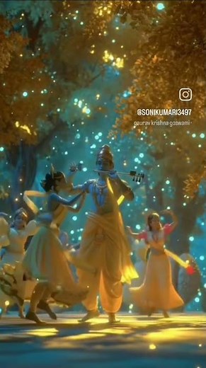 Radha Krishna dancing under the divine light of Nidhivan ✨🌙🌺🌺🙏🙏🌺🌺