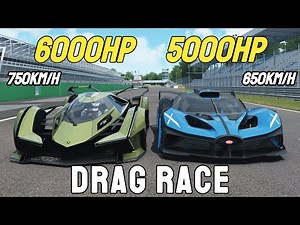 5000HP Bugatti Bolide vs 6000HP Lamborghini Vision GT DRAG RACE