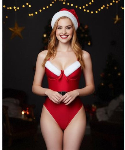 Red Velvet Santa Bodysuit With Faux Fur Trim & Hat - Festive Christmas Lingerie Outfit - Etsy UK