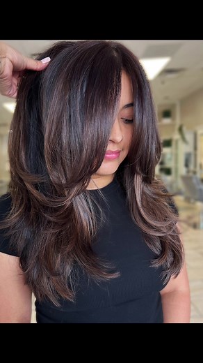 Rich Chocolate Brown Flippy Layers Hair Inspiration