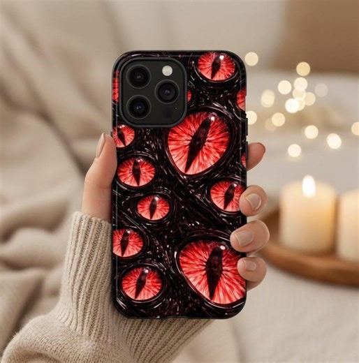 Gothic Red Dragon Eye Phone Case Dark Fantasy Aesthetic Textured Look Protective Cover Gift Shockproof Slim UV iPhone 14 15 16 17 Pro Max - Etsy