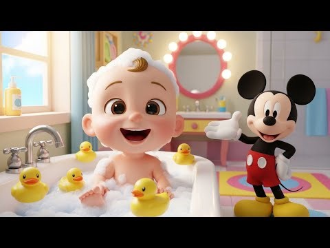 Little Baby Bath Time 🛁🐭 | Mickey Mouse Bath Song | Kids 3D Cartoon