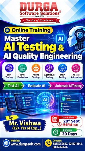 Master AI Testing & AI Quality Engineering Online Training @ DURGASOFT #durgasoftware #shorts