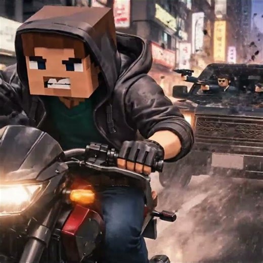Minecraft Bloodhounds Motorcycle Chase 🔥 | Steve vs SUV Shooting Scene
