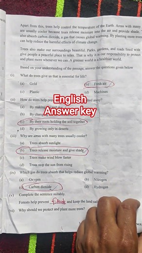 Class 7 english answer key 2026 /Class 7 english annual exam solution 2026 /english answer key 2026