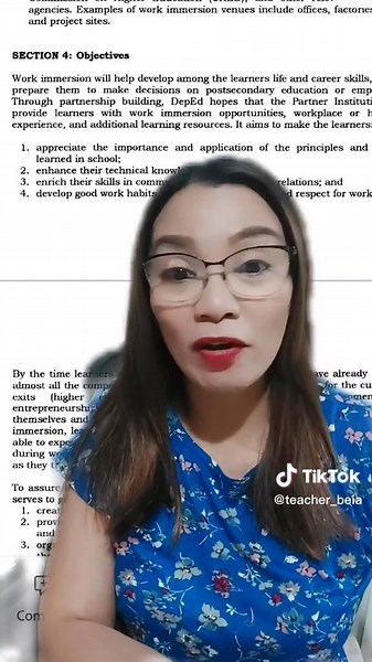 Work Immersion for Senior High School students for the School Year 2022-2023. According to DepEd Order No. 30,s.2017 Guidelines for Work Immersion. Meron na f2f work immersion ngayong S. Y. 2022-2023 #teacherbeia #EduWow #TikTokSkwela #LearnOnTiktok #LearnItOnTikTok #depedteacher