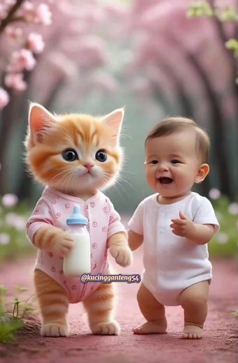 Cute meowing cat and adorable cute baby 😻👶 #cat #cutecat #cat #cutebaby #viralvideo