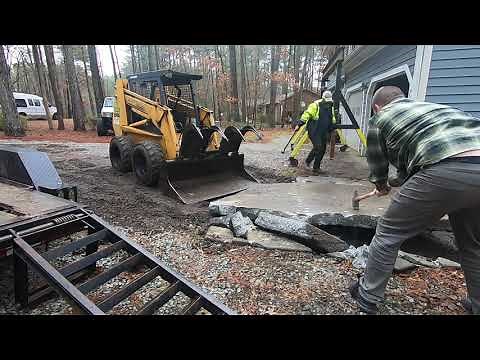 Concrete Slab Removal with Skid Steer and Sledge Hammer
