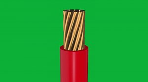 Download 3D Electric Red Wiring Cable with Core Rotating Animation on Green Screen Background Realistic PVC Insulated Wire for Power, Electricity, Engineering, and Construction Projects for free