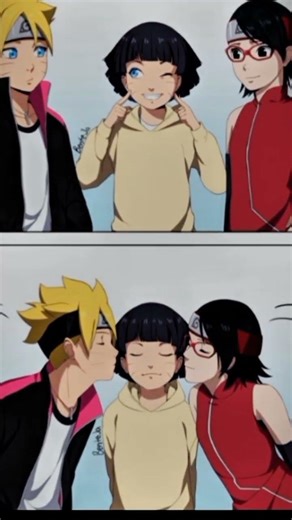 boruto and sarada kiss for himawari 🤭😜😝 #boruto #naruto #animeedit