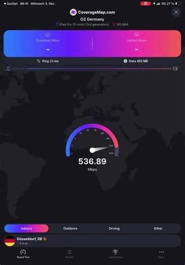 O2 Speedtest 500 MBits Düsseldorf