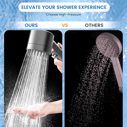 2025 New Pressure Shower Head Set with 3-Speed Adjustable Universal Interface, Hose Holder, OneClick Water Stop Filter Shower Headwater Flow, Pressurized Filter Element Showerhead,Easy Installation Cleaning