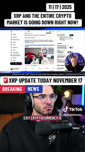 Most important XRP video you will ever watch | November 17, 2025 XRP AND THE ENTIRE CRYPTO MARKET IS GOING DOWN RIGHT NOW! WHY I AM STILL BULLISH IN CRYPTO! VERY IMPORTANT Don’t keep your XRP or any of your crypto assets on exchanges — they’re no longer safe after the recent crash. Protect your assets before it’s too late. Move your XRP / crypto assets to a secure wallet and take full control of your crypto. 🔐 DM me for guidance on how to properly secure it using the safest Web3 setup. #XRP #cr