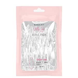 Kiara Sky Gelly Tips Refill Pack - Soak Off Soft Gels - Coffin Shape (Long Length) (Sizes 0, 1, 2)