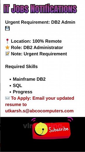 DB2 Admin Job Remote Oct 16, 2025
