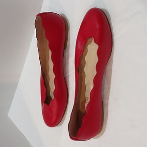 FS/NY Red Scalloped Edge Women's Ballet Flats Slip-on Size 10 B Holiday