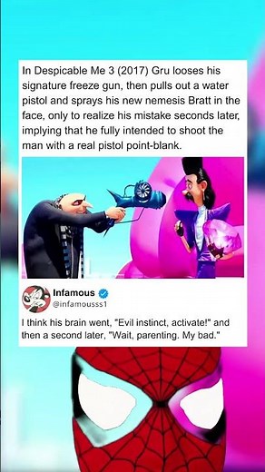 In Despicable Me 3 (2017) Gru looses his signature freeze gun, then pulls out a water pistol and