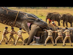 Unbelievable Rescue: Giant Python Attacks Baby Elephant in Village 🐍🐘 | Shocking Survival