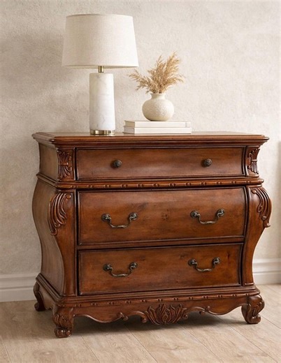 Vintage Refinished Bombe Chest | Solid Wood Curved Chest | Colonial Style Statement Piece - Etsy