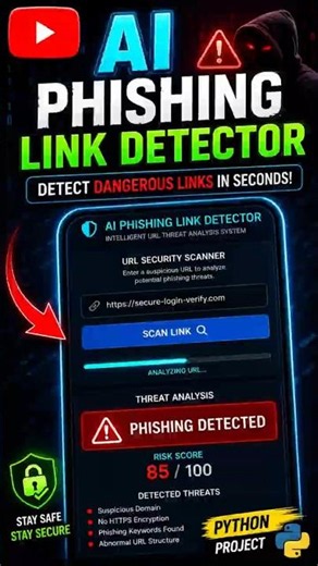 🔥 AI Phishing Link Detector in Python 😱 Detect Dangerous Links! #shorts