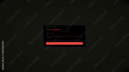 Computer system login animation shows hacking attempt and breach events in real time during night scene