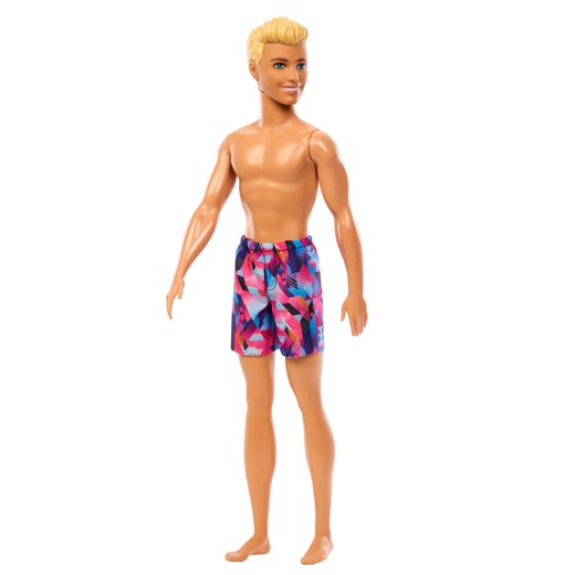Barbie Beach Day Ken Doll with Blond Hair Wearing Purple Patterned Summer Swimsuit - Walmart.com