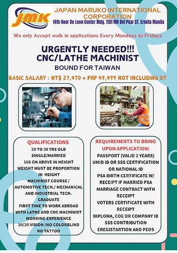 46K views · 49 reactions | HIRING !!! MACHINIST BOUND FOR TAIWAN In...