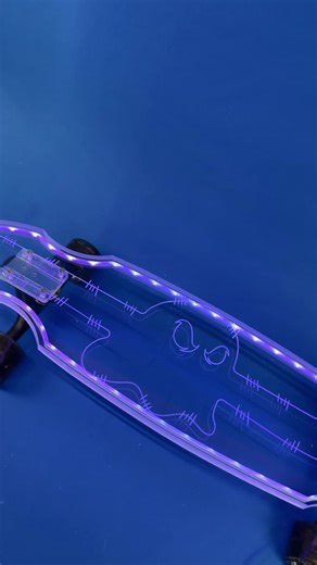 🛹 Barbed Ghost Board. Led 30” skateboard. Come ride with us at night. Ghosts do best at haunting the evenings. Light up the roads with us. #skate #ghosts #customlongboards
