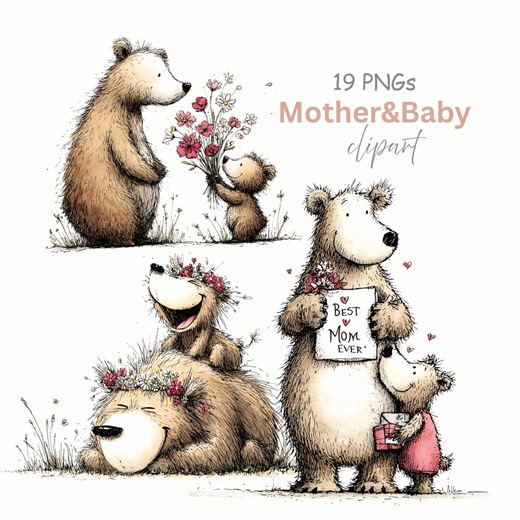 Watercolor Mother's Day Teddy Bear Clipart: Woodland Graphics - Transparent Background (digital Download - 19 Pngs) - Etsy