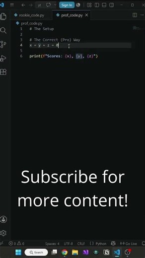 Python Tips: Multiple Assignments! #coding #python #codingtips #vscodetips #trending #google #vscode