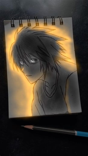 Drawing L || death hote characters drawing || anime drawing || glow art #anime #art