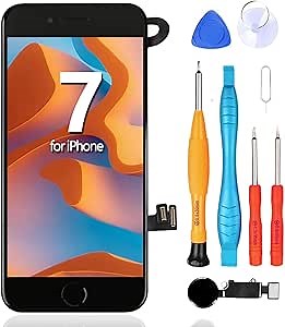 Ayake Screen Replacement for iPhone 7 with Home Button Black, HD Display and 3D Touch Digitizer Full Assembly with Tool Kits for A1778, A1660, A1779