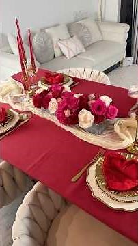 Romantic Valentine’s Day Table Setting: Roses, Gold & Elegance ❤️✨