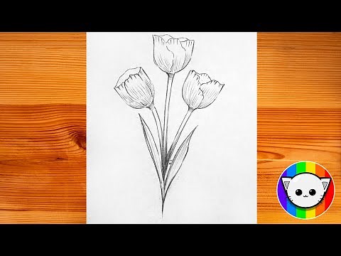 How to Draw 3 Beautiful Flowers Very Easy | Pencil drawing